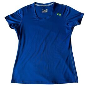 Under Armour HeatGear T-Shirt Royal Blue Fitted Short Sleeve Athletic Women LG